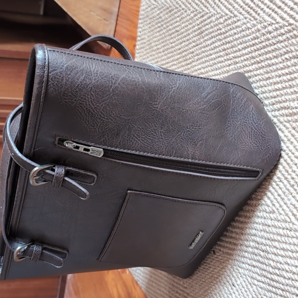 Montana West Leather Handbag Studded Details Chocolate Brown - Picture 4 of 9